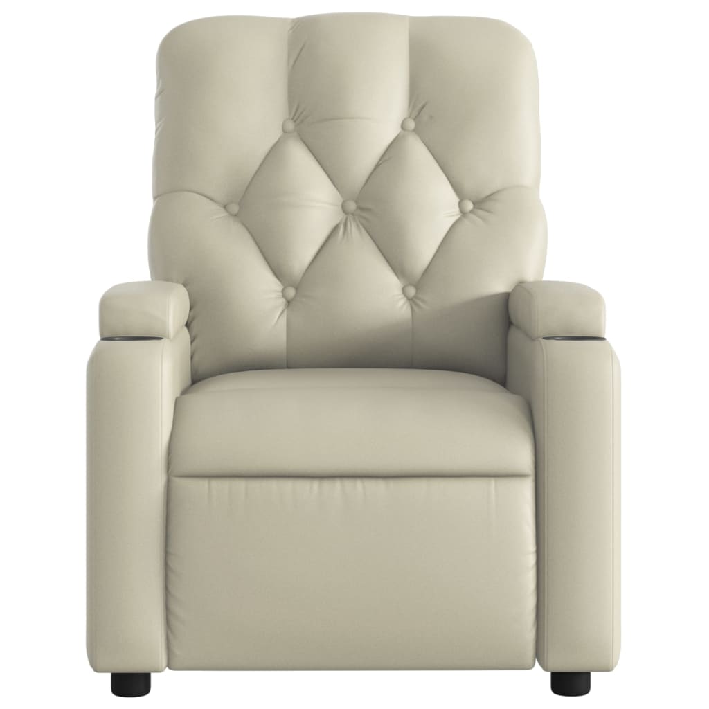 Electric Massage Recliner Chair Cream Faux Leather