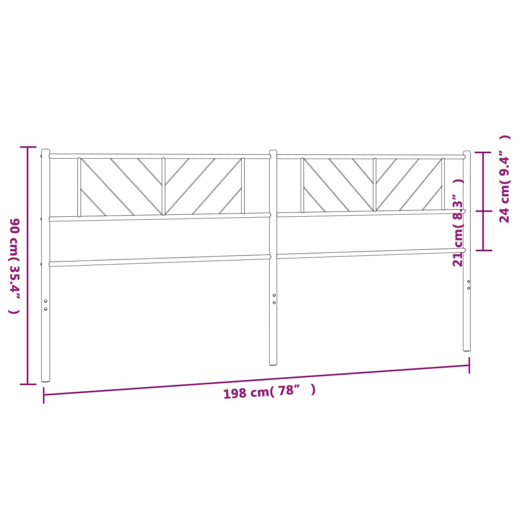 Metal Headboard Black 76"