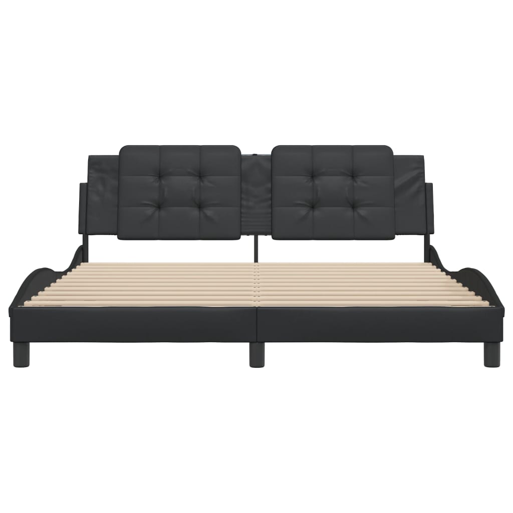 Bed Frame with Headboard Black 72"x83.9" California King Faux Leather