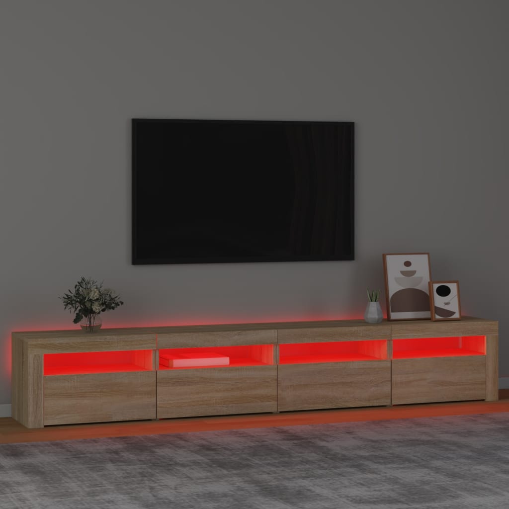 TV Stand with LED Lights Sonoma Oak 94.5"x13.8"x15.7"