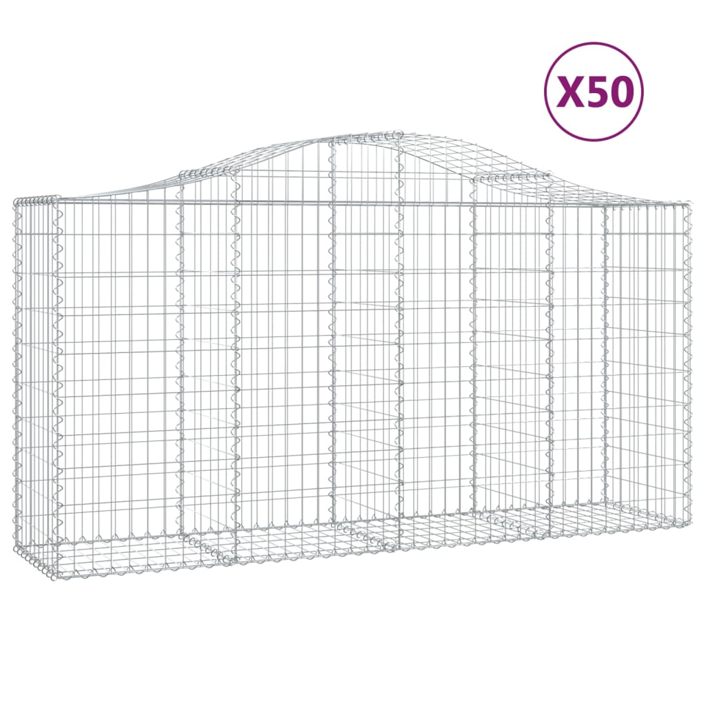 Arched Gabion Baskets 50 pcs 78.7"x19.7"x39.4"/47.2" Galvanized Iron