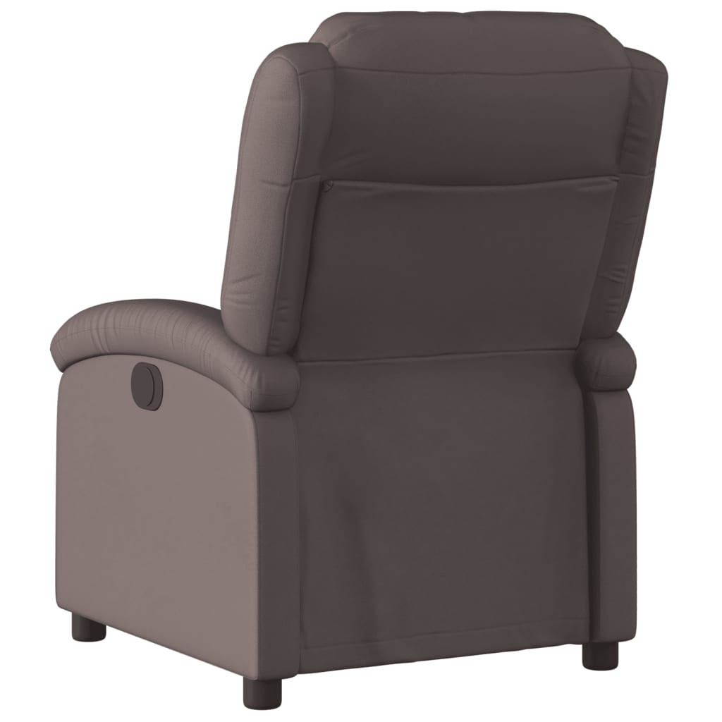 Electric Recliner Chair Dark Brown Real Leather