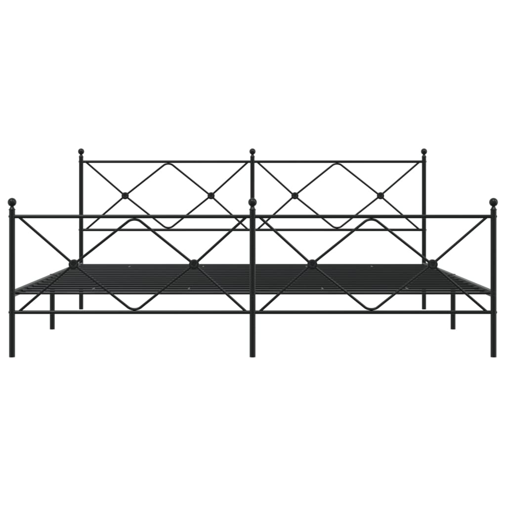 Metal Bed Frame without Mattress with Footboard Black 76"x79.9"