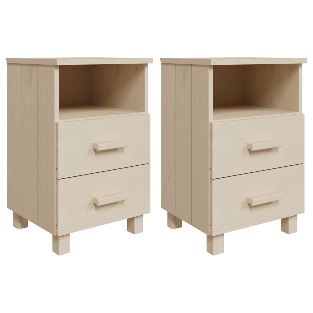 Bedside Cabinets HAMAR 2 pcs Honey Brown 15.7"x13.8"x24.4" Solid Wood