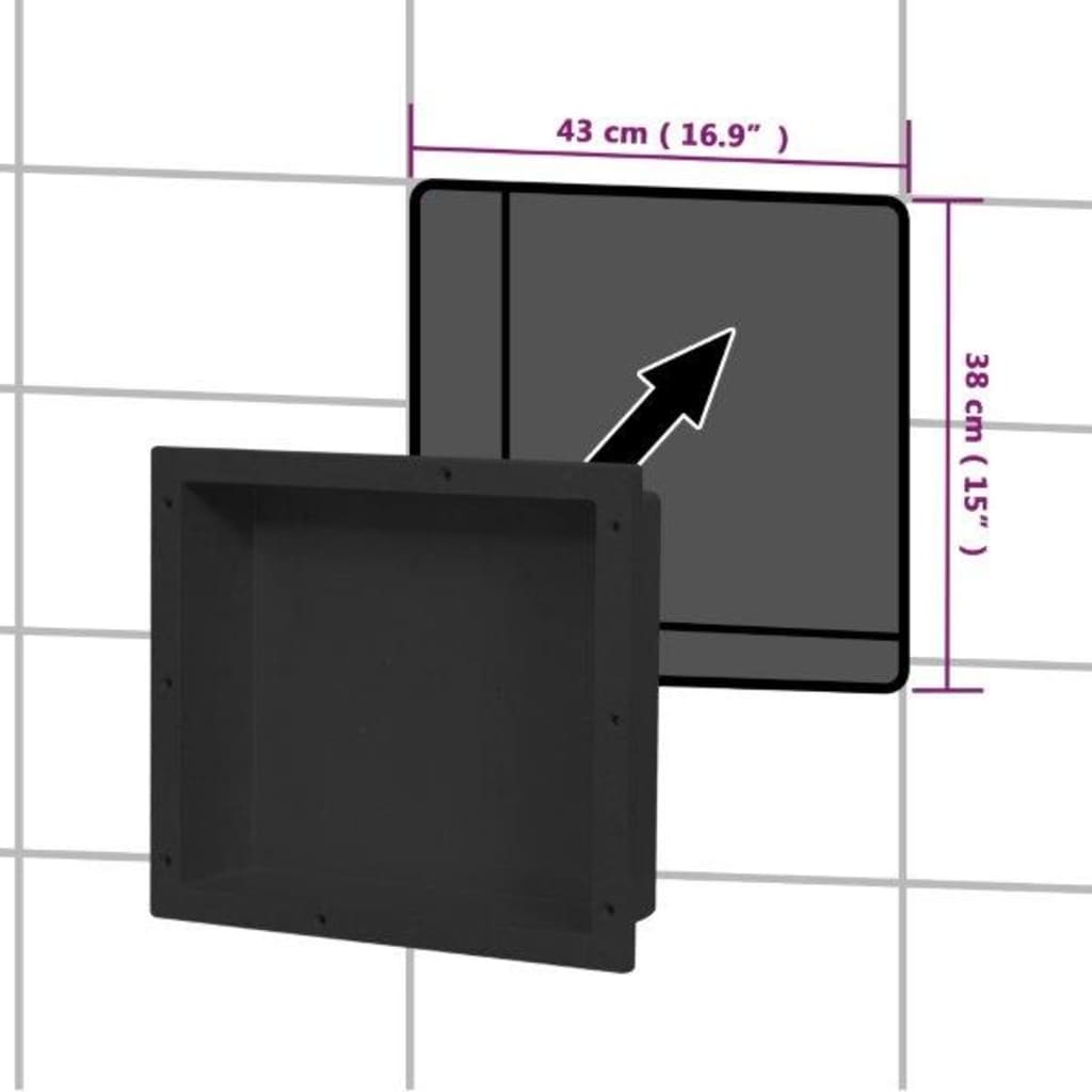 Shower Niche Matt Black 16.1"x14.2"x3.9"