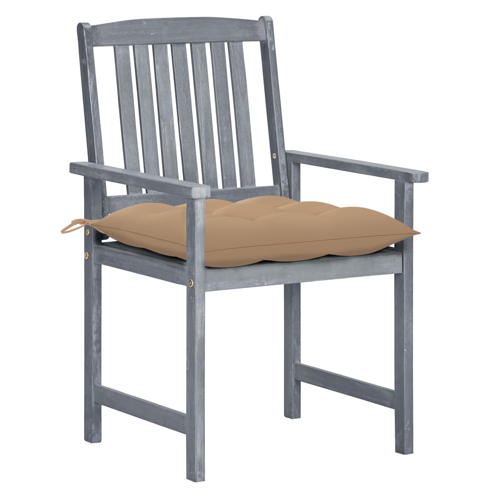 Patio Chairs with Cushions 2 pcs Gray Solid Acacia Wood