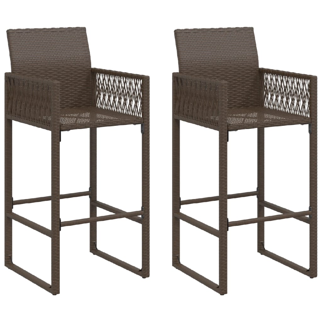 Patio Bar Stools 2 pcs Brown Poly Rattan