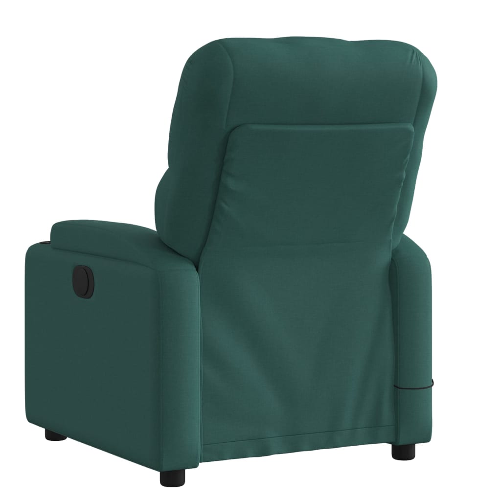 Massage Recliner Chair Dark Green Fabric