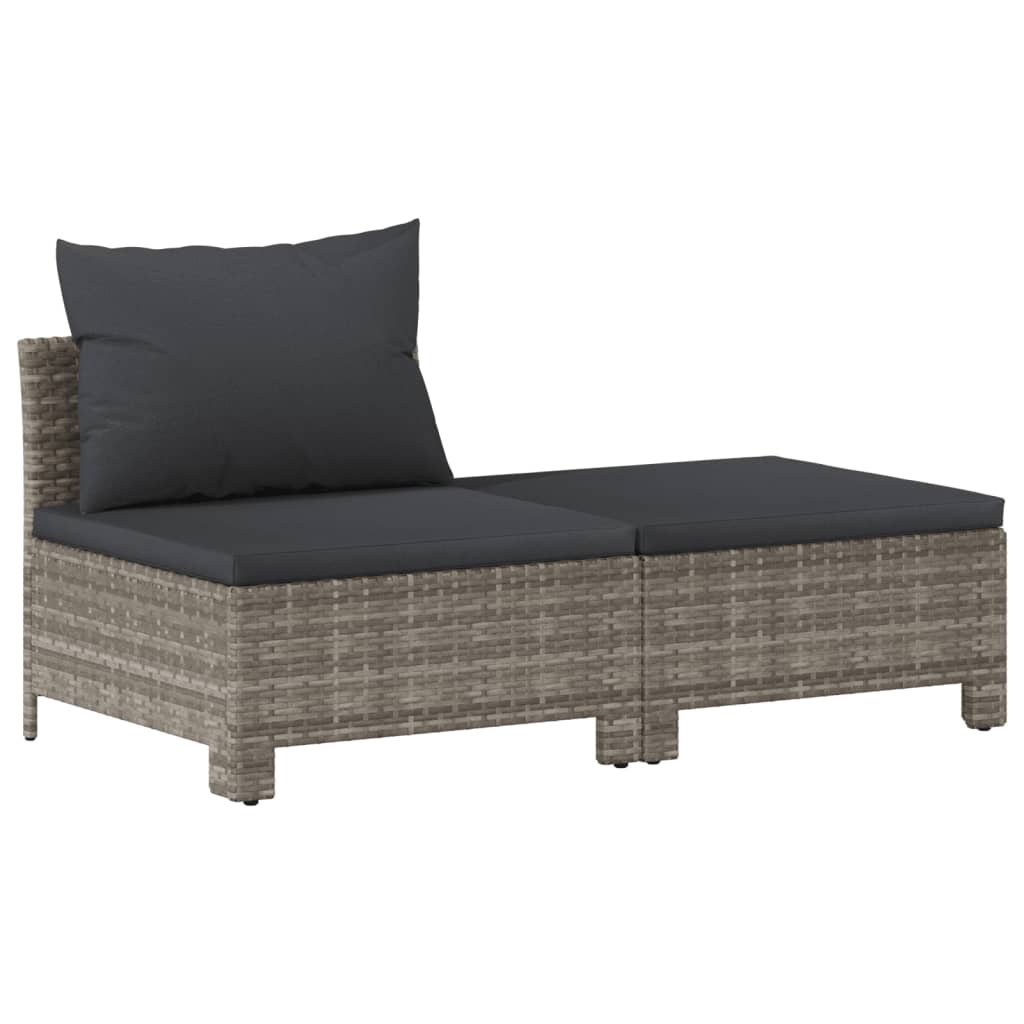 6 Piece Patio Lounge Set with Cushions Gray Poly Rattan