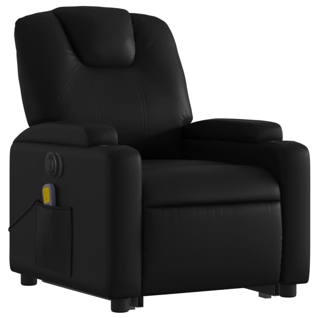 Electric Stand up Massage Recliner Chair Black Faux Leather