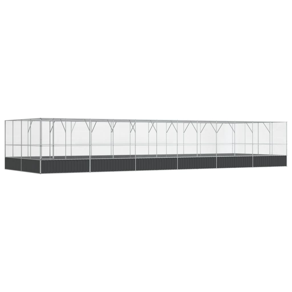 Aviary with Extension Silver 490.6"x163"x83.5" Steel