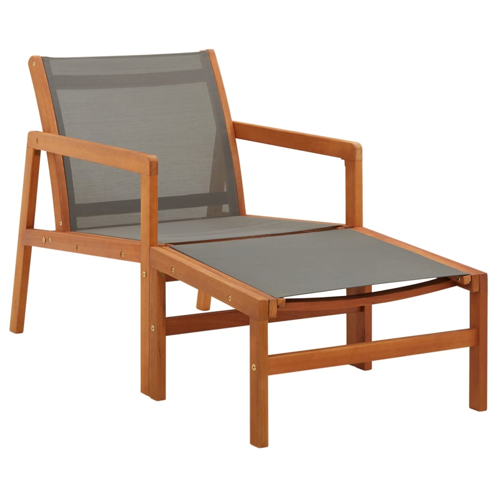 Patio Chair with Footrest Solid Eucalyptus Wood&Textilene