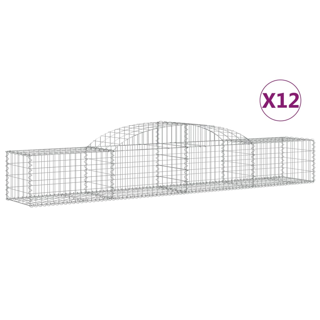 Arched Gabion Baskets 12 pcs 118.1"x19.7"x15.7"/23.6" Galvanized Iron