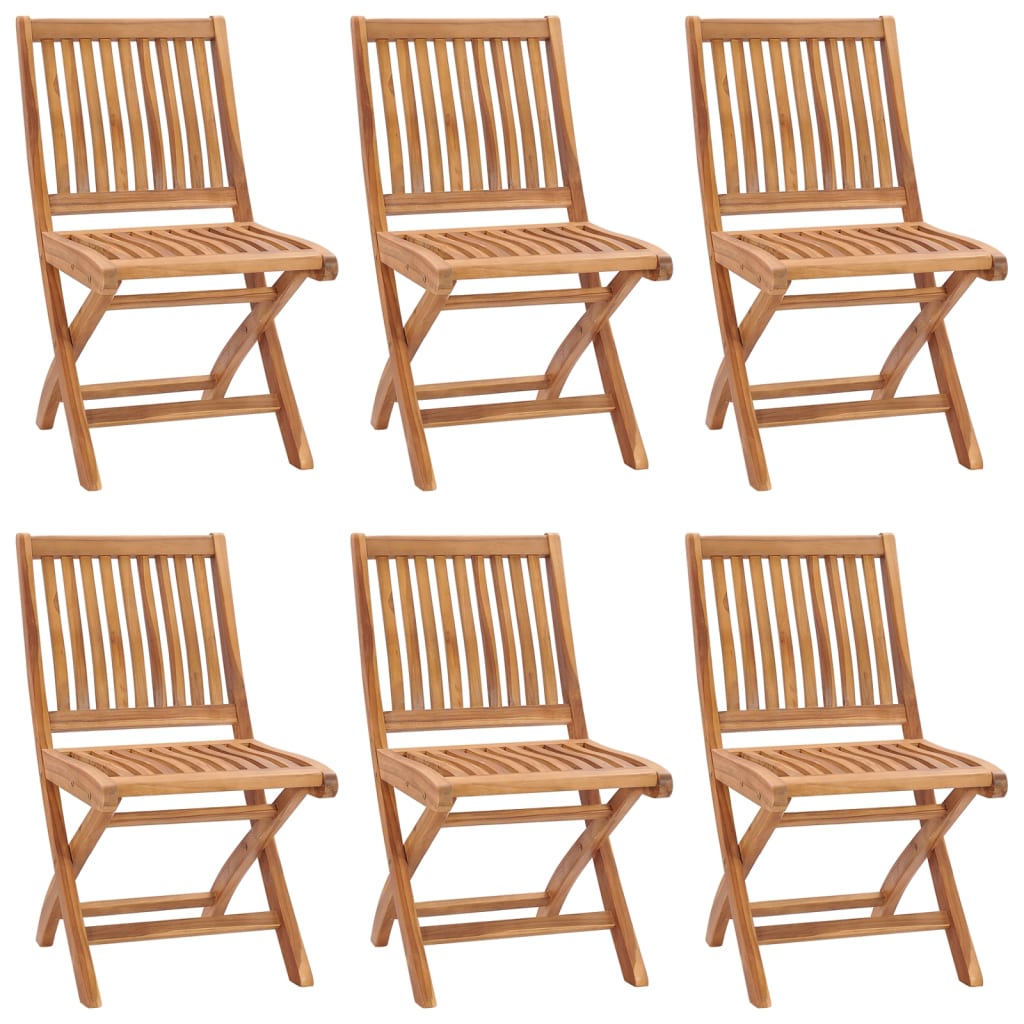 Folding Patio Chairs with Cushions 6 pcs Solid Teak Wood