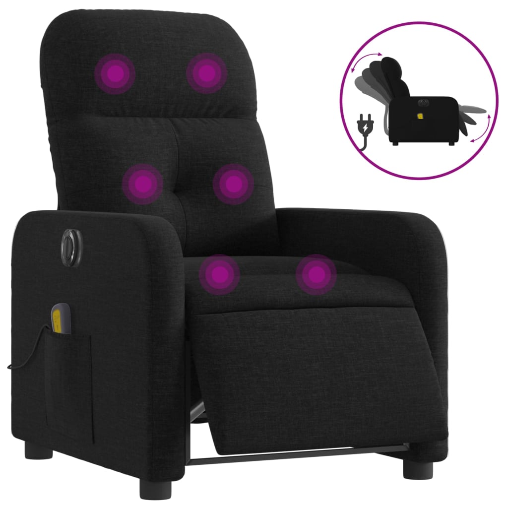 Electric Massage Recliner Chair Black Fabric