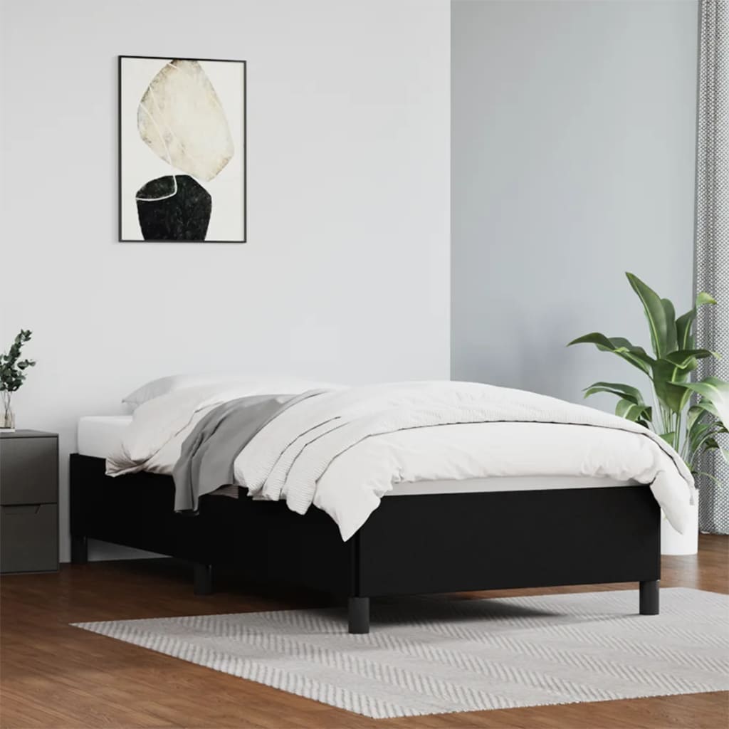 Bed Frame without Mattress Black 39.4"x79.9" Twin XL Faux Leather