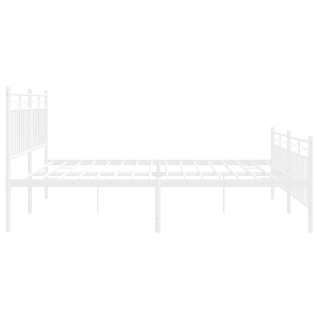 Metal Bed Frame without Mattress with Footboard White 72"x83.9"