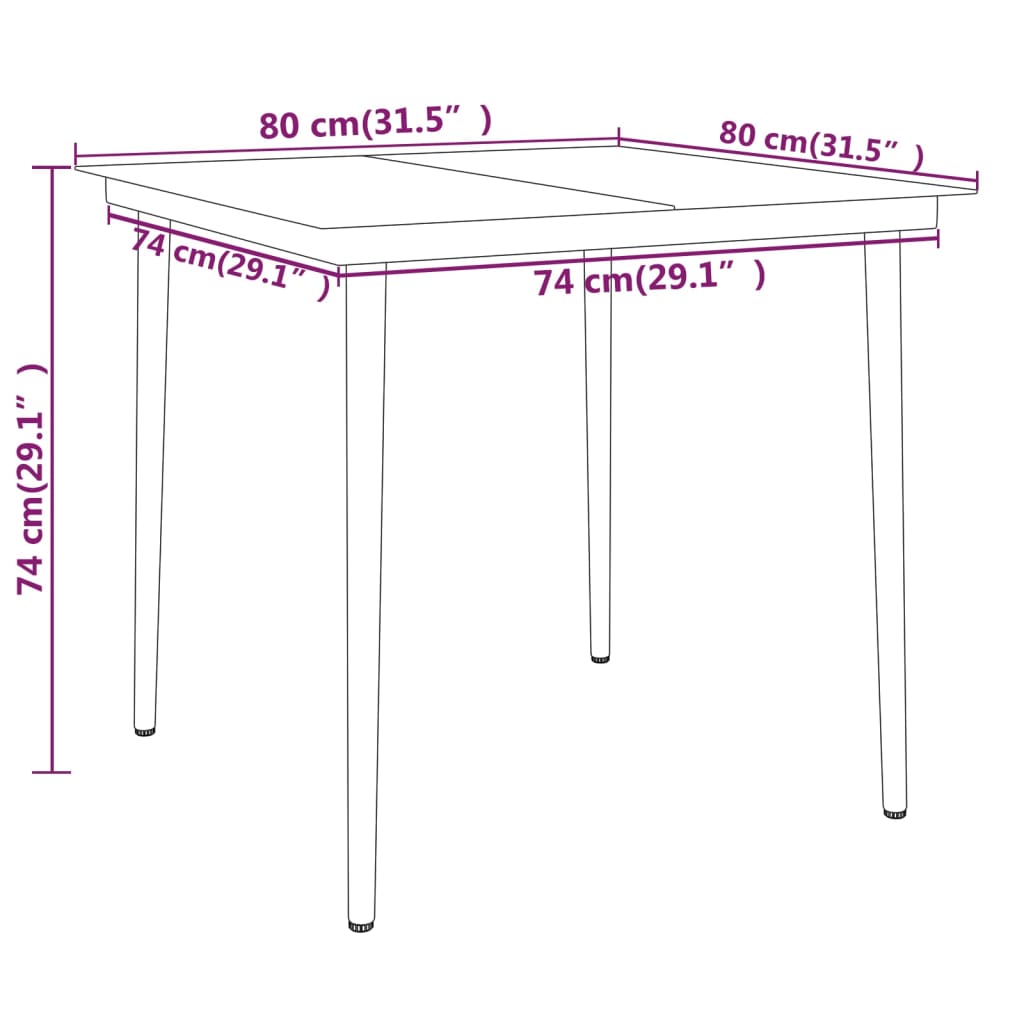 3 Piece Patio Dining Set Black