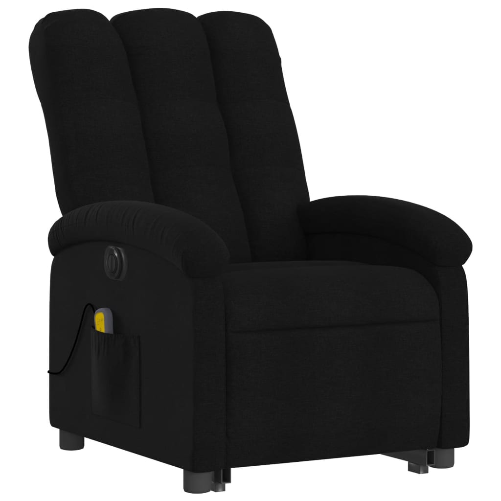 Electric Stand up Massage Recliner Chair Black Fabric