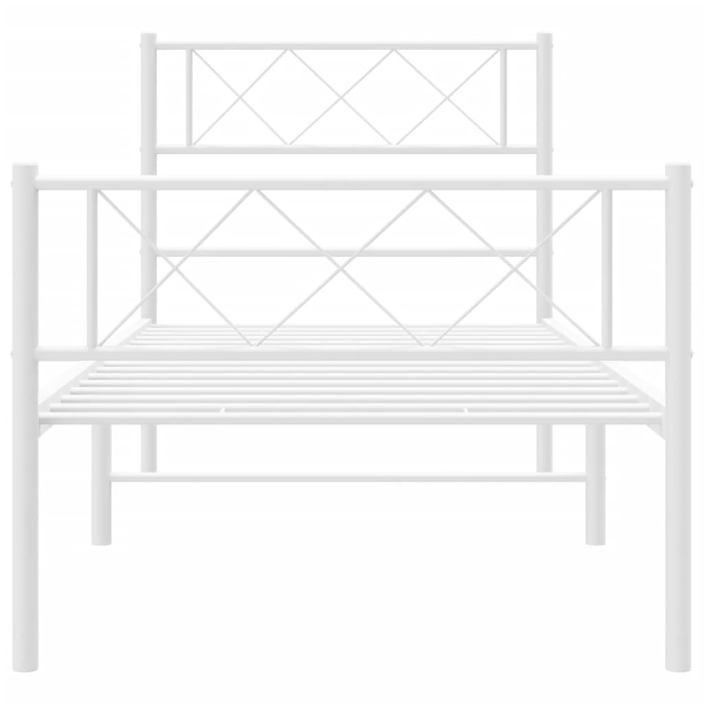 Metal Bed Frame without Mattress with Footboard White 39.4"x78.7"