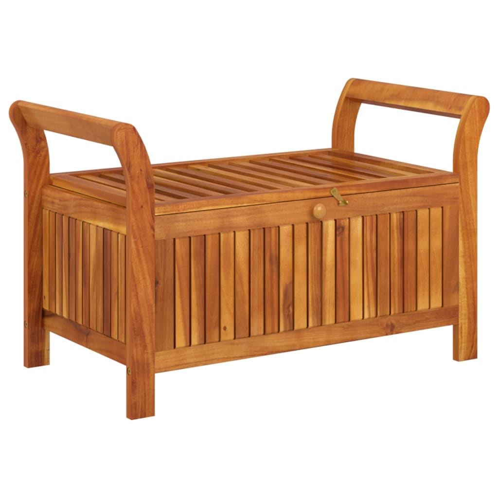 Patio Storage Bench with Cushion 35.8" Solid Wood Acacia