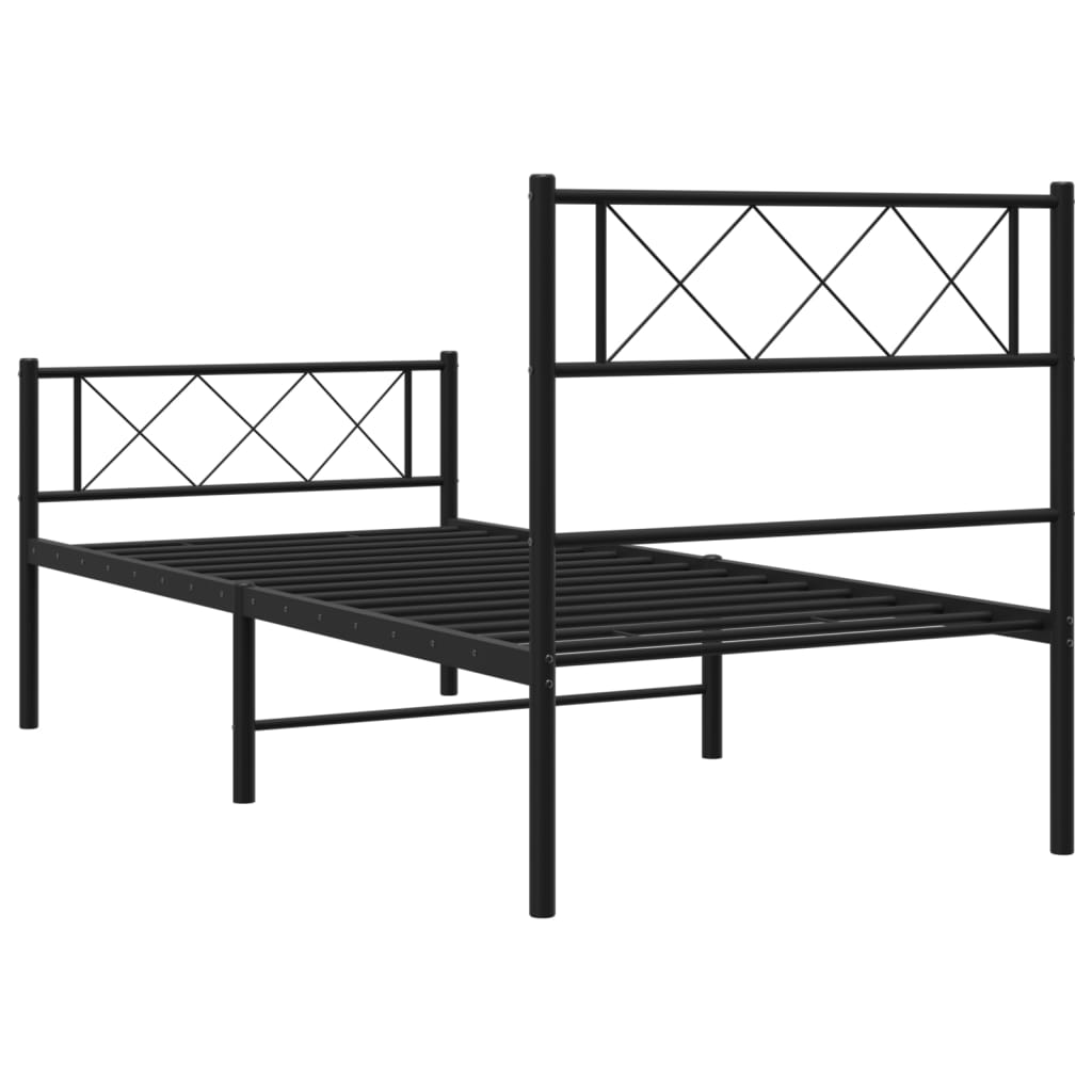 Metal Bed Frame without Mattress with Footboard Black 39.4"x74.8"