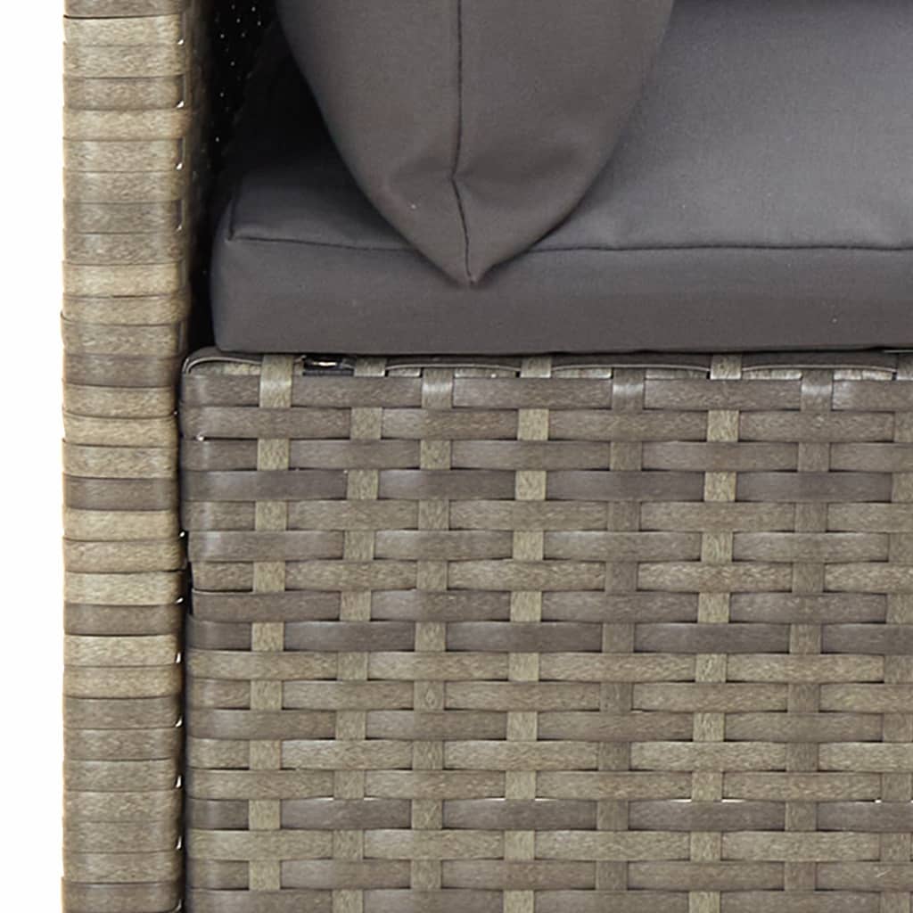 5 Piece Patio Lounge Set with Cushions Gray Poly Rattan