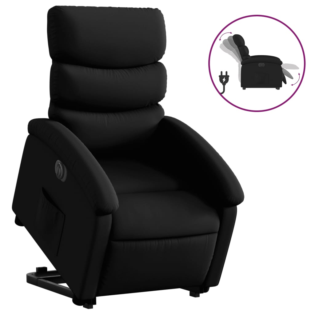 Electric Stand up Recliner Chair Black Faux Leather