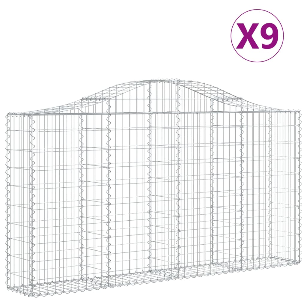 Arched Gabion Baskets 9 pcs 78.7"x11.8"x39.4"/47.2" Galvanized Iron