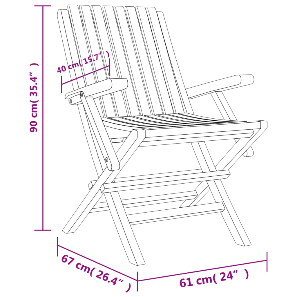 Folding Patio Chairs 6 pcs 24"x26.4"x35.4" Solid Wood Teak