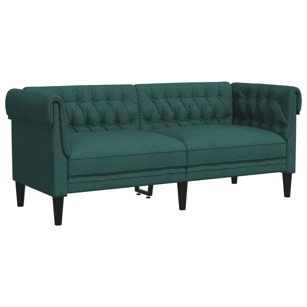 2 Piece Sofa Set Dark Green Fabric