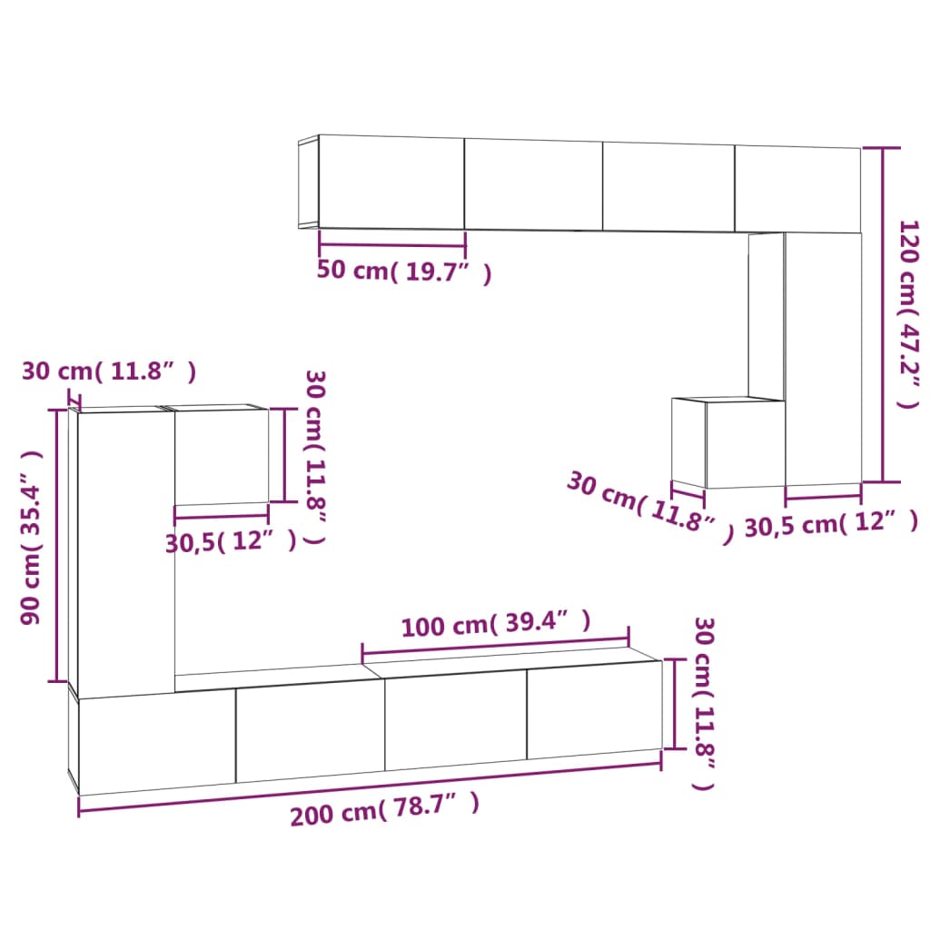 Wall-mounted TV Stand Black Engineered Wood