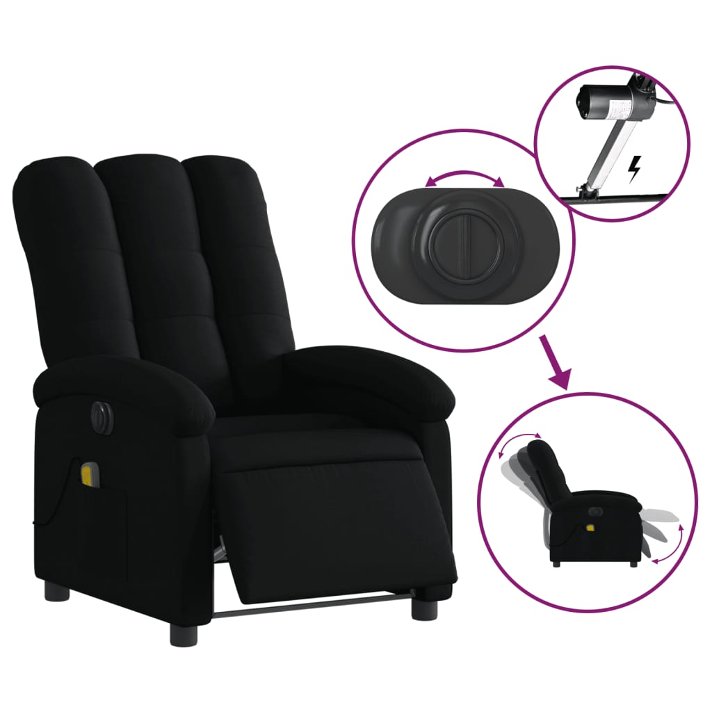 Electric Massage Recliner Chair Black Fabric