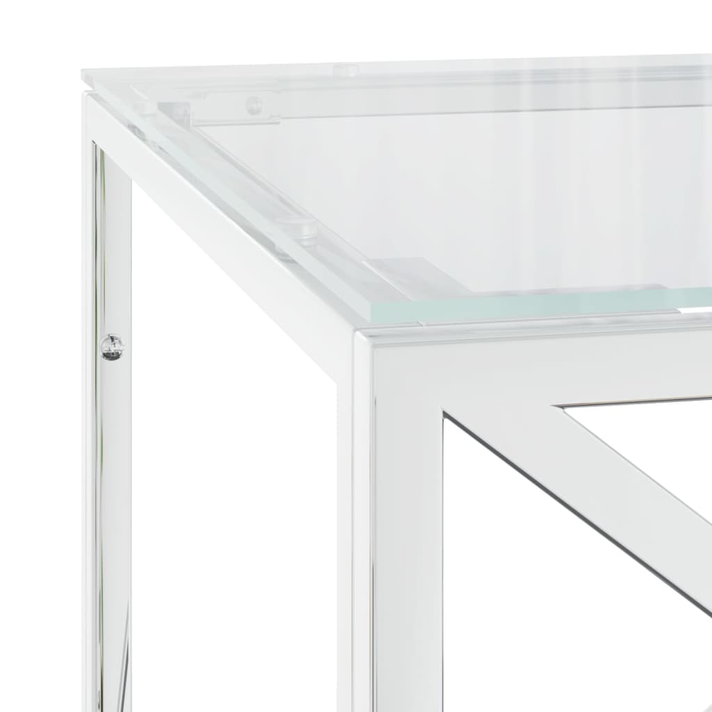 Coffee Table 43.3"x17.7"x17.7" Stainless Steel and Glass