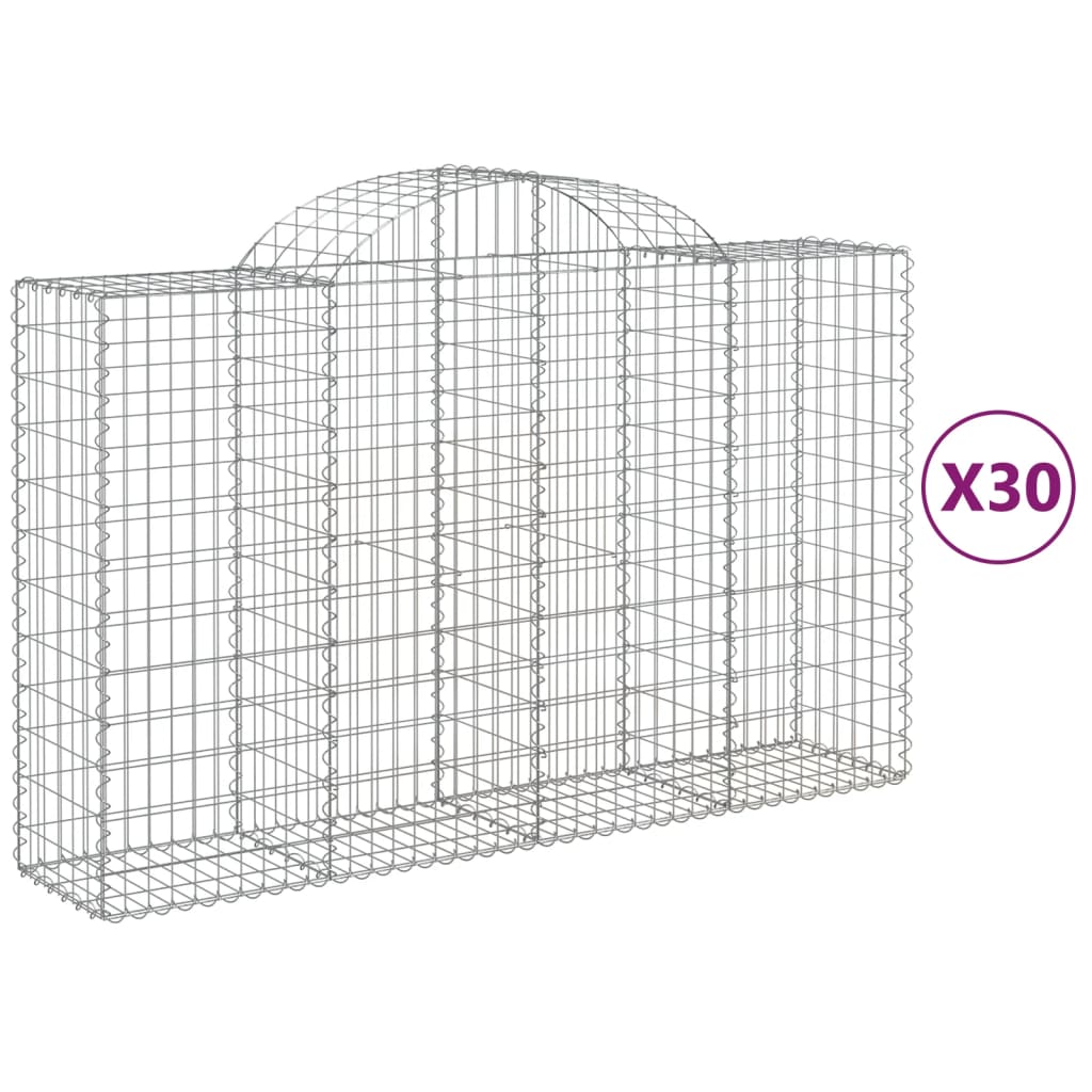 Arched Gabion Baskets 30 pcs 78.7"x19.7"x47.2"/55.1" Galvanized Iron