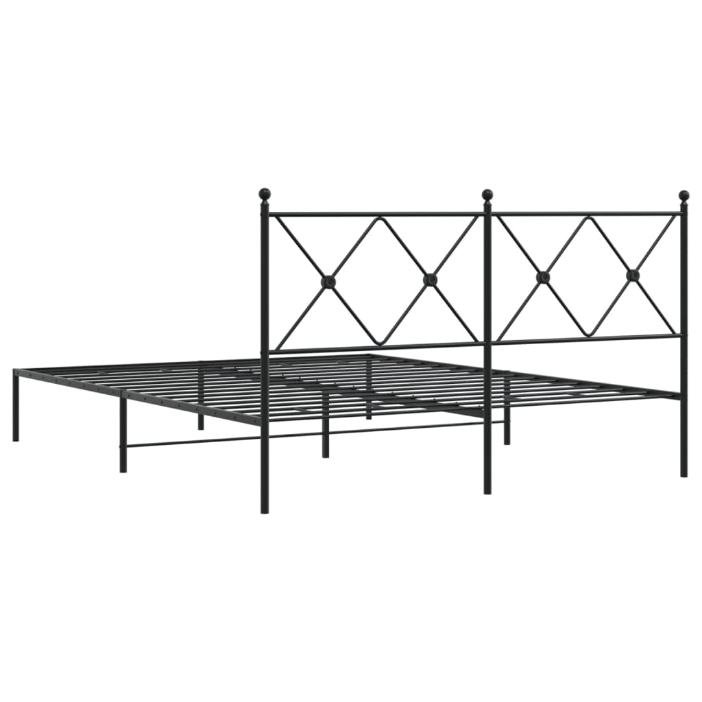 Metal Bed Frame without Mattress with Headboard Black 59.1"x78.7"