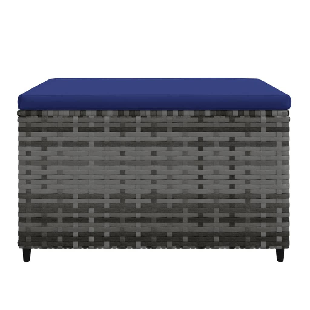 Patio Footrest with Cushion Gray Poly Rattan