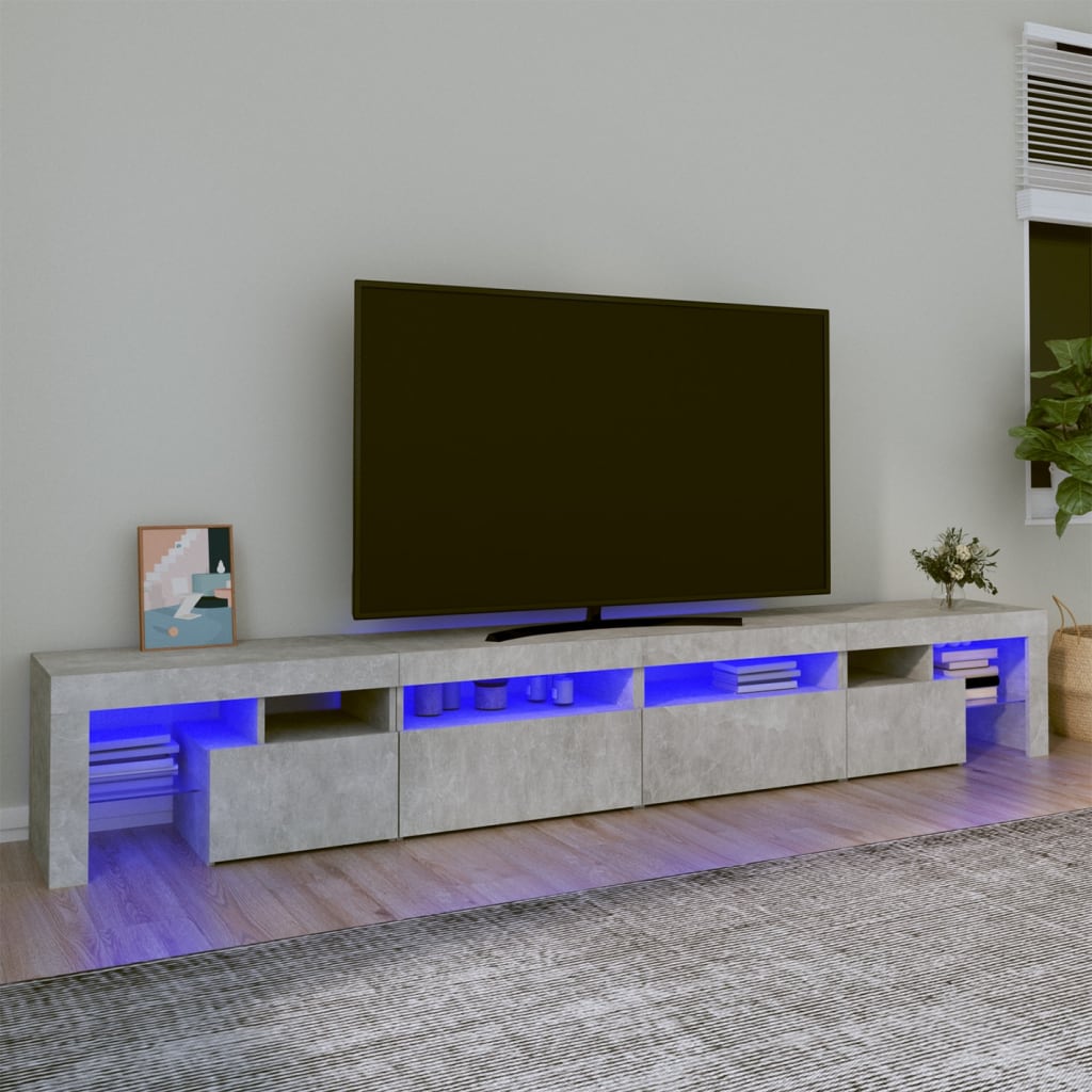 TV Stand with LED Lights Concrete Gray 102.4"x14.4"x15.7"