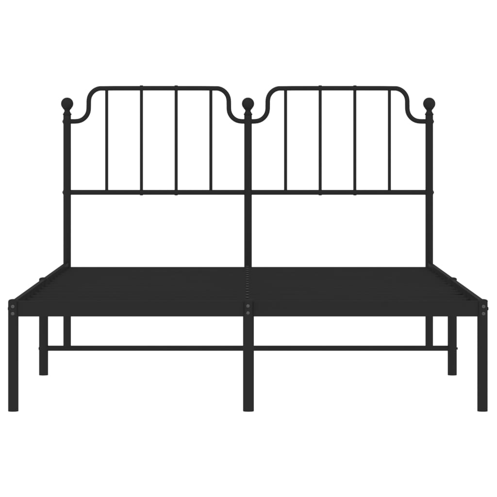 Metal Bed Frame without Mattress with Headboard Black 53.1"x74.8"