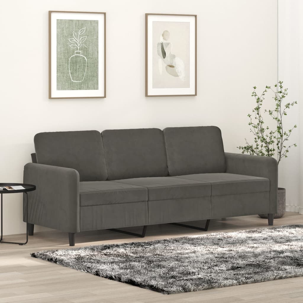 3-Seater Sofa Dark Gray 70.9" Velvet