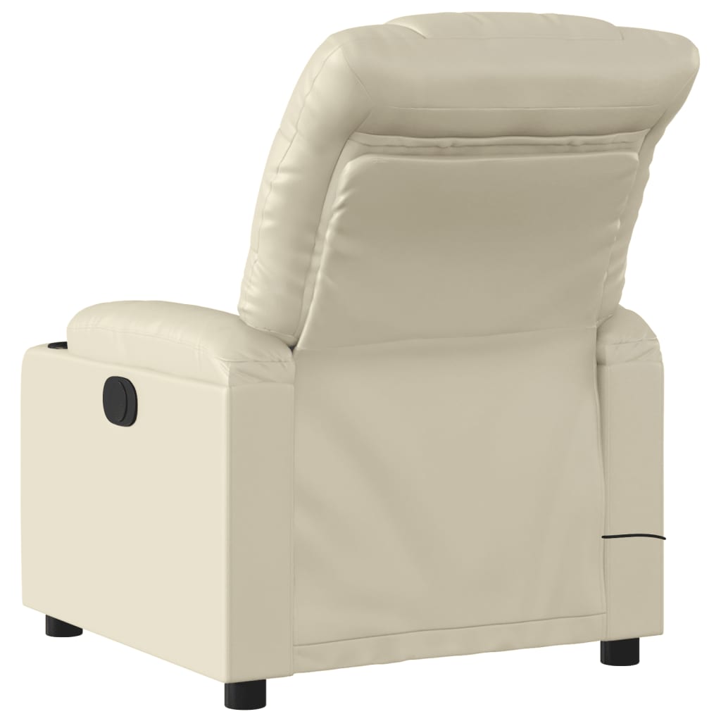 Massage Recliner Chair Cream Faux Leather