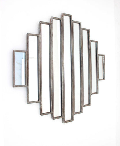 36" X 36" X 2" Silver Rustic Multi Mirrored Wall Sculpture