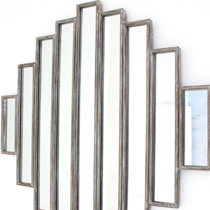 36" X 36" X 2" Silver Rustic Multi Mirrored Wall Sculpture