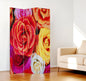 48 X 72 Multi Color Wood Canvas Daisy And Rose  Screen