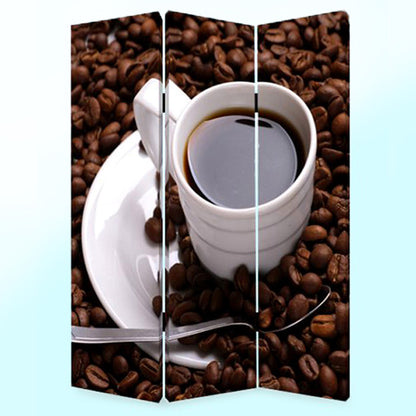 48" X 72" Multi Color Wood Canvas Coffee Time  Screen