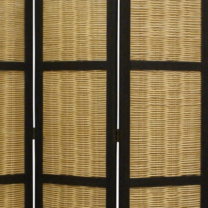 67" Brown Folding Three Panel Screen Room Divider