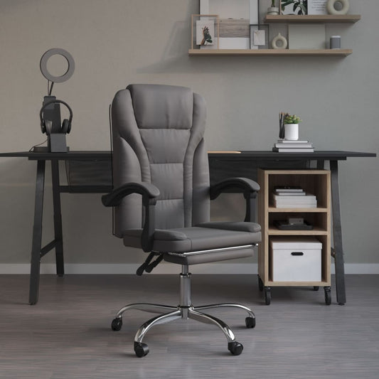 Reclining Office Chair Gray Faux Leather