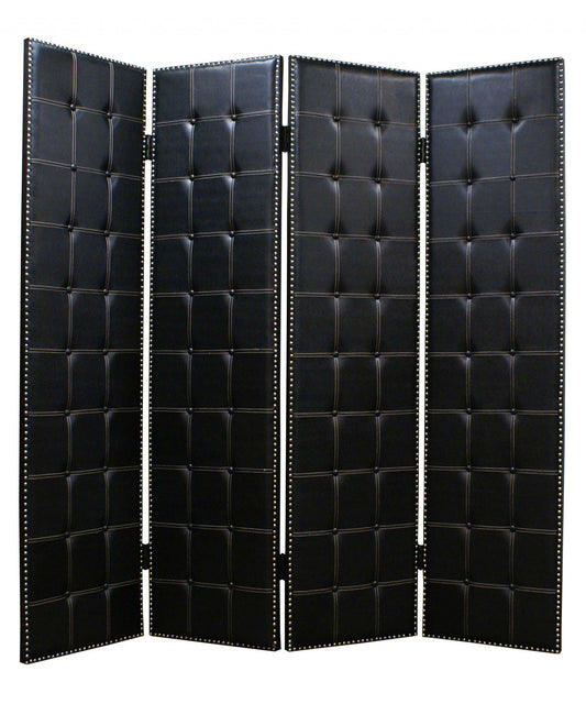 84 X 84 Black Faux Leather  Screen