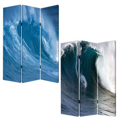 48 X 72 Multi Color Wood Canvas Wave  Screen