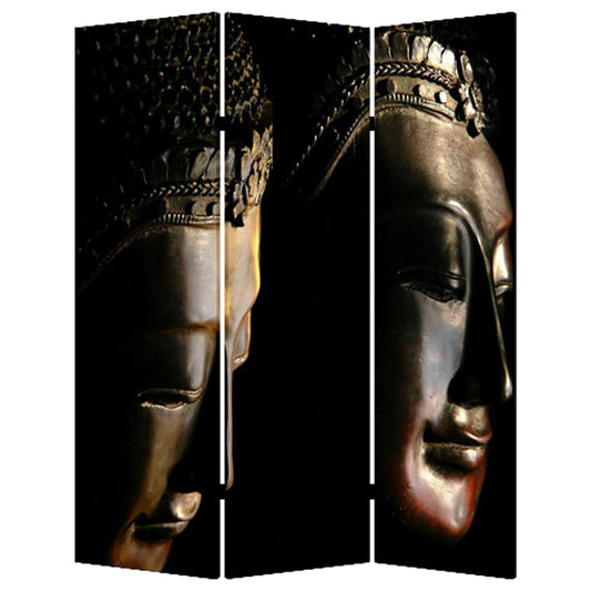 48" X 72" Multi Color Wood Canvas Budda  Screen